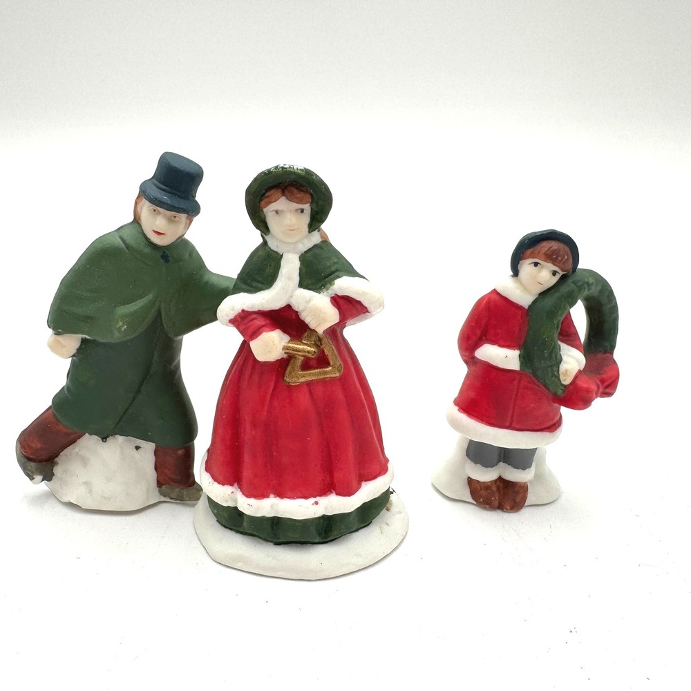 Vintage Memories Collection Ceramic Christmas Village Porcelain Figures Carolers